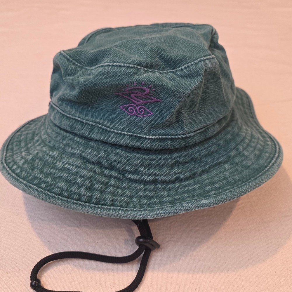Rip Curl Washed Canvas Bucket Hat Teal Green Pink Embroidered Logo S/M CHAAG9